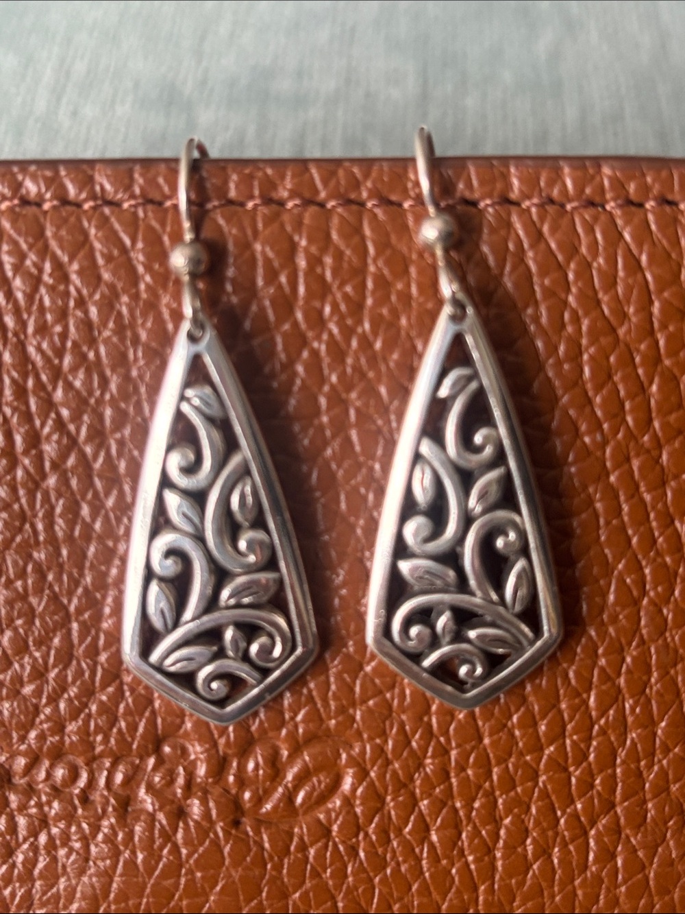 Brighton Silver Filigree Teardrop Dangle Earrings - Silver